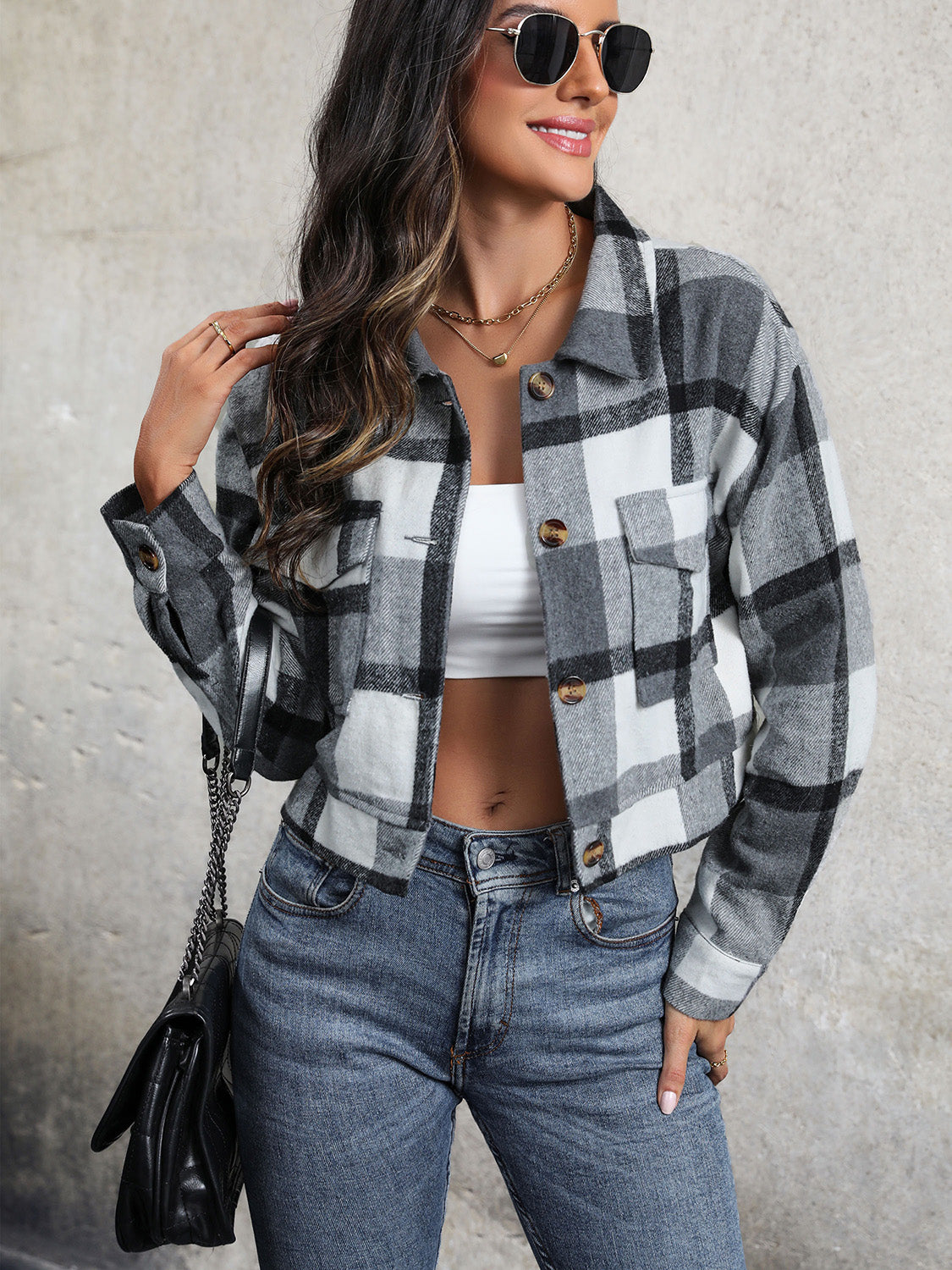 Plaid Button Up Jacket