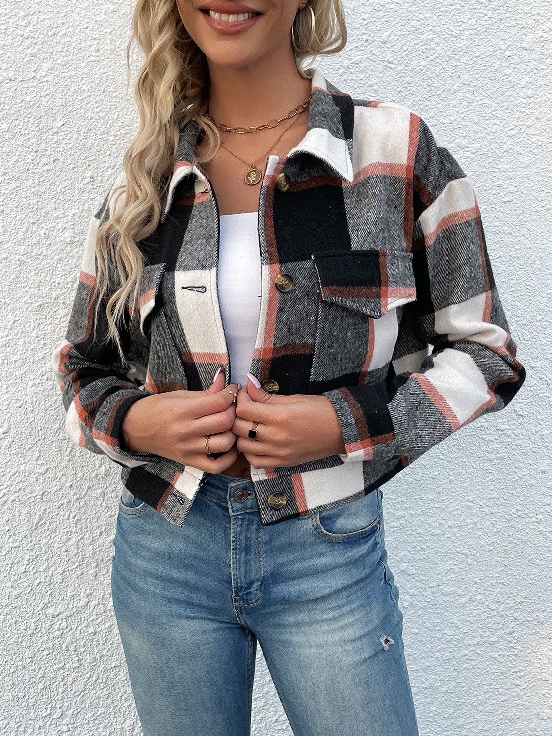 Plaid Button Up Jacket