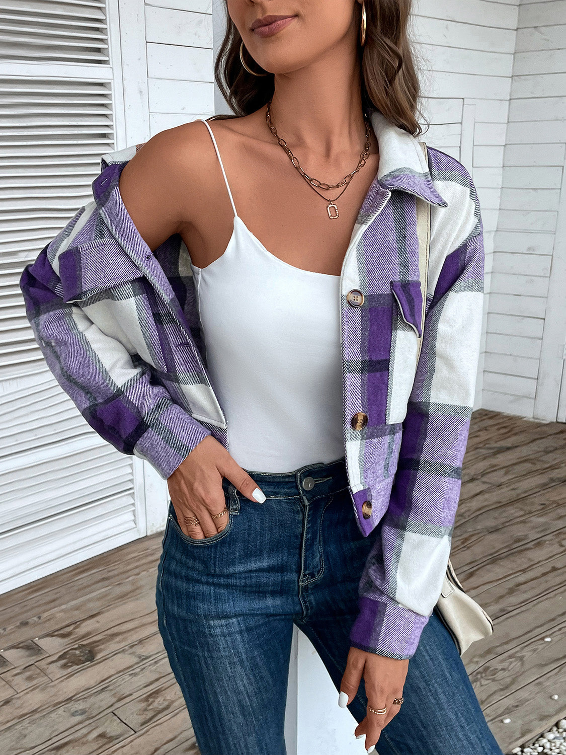 Plaid Button Up Jacket