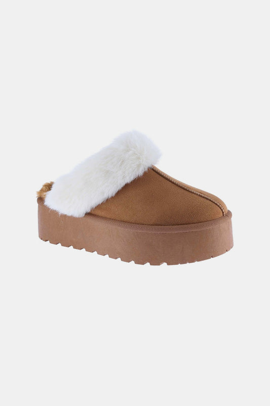 Fur Trim Snow Slippers