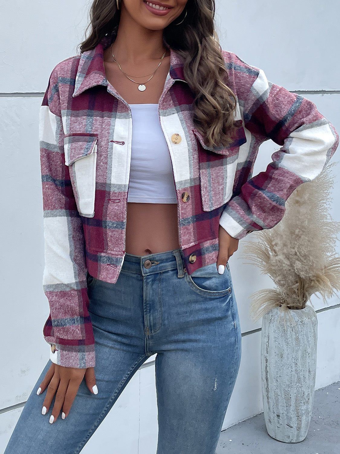 Plaid Button Up Jacket