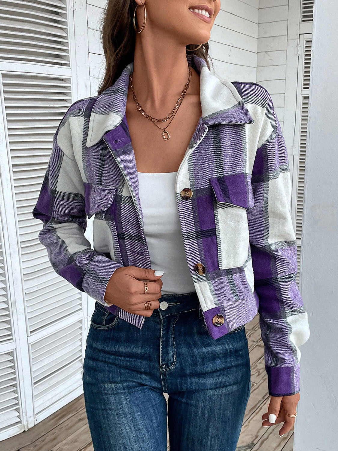 Plaid Button Up Jacket