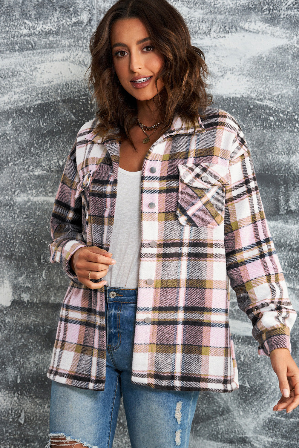 Plaid Jacket with Pockets