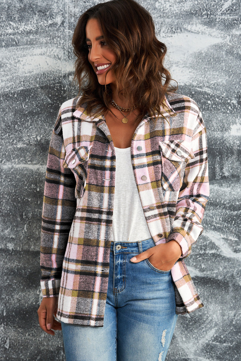 Plaid Jacket with Pockets