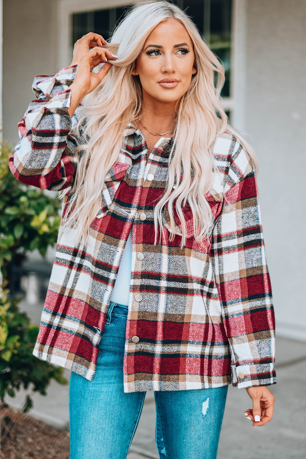 Plaid Jacket with Pockets