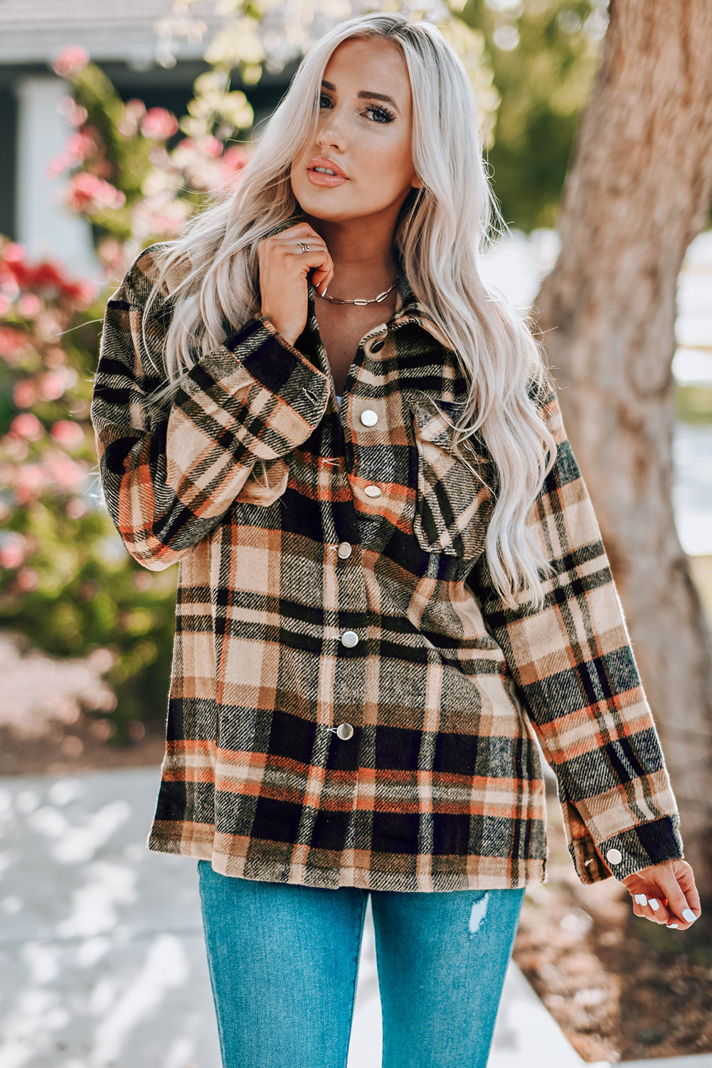 Plaid Jacket with Pockets